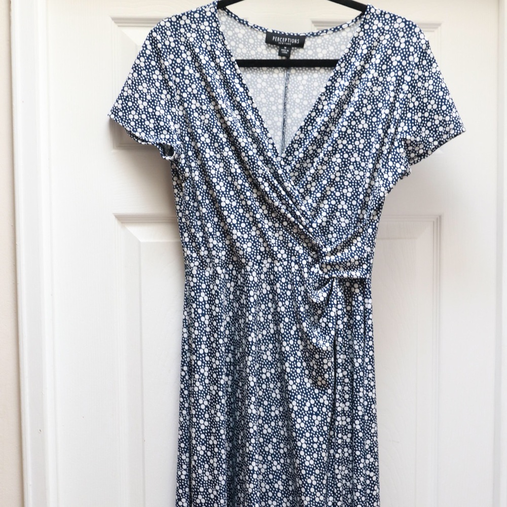 Perception NY-Shark Bite Hem Wrap Dress -polka dot